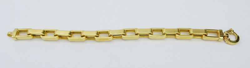 Vintage Italian 14 Karat Yellow Gold Retro Link Bracelet.