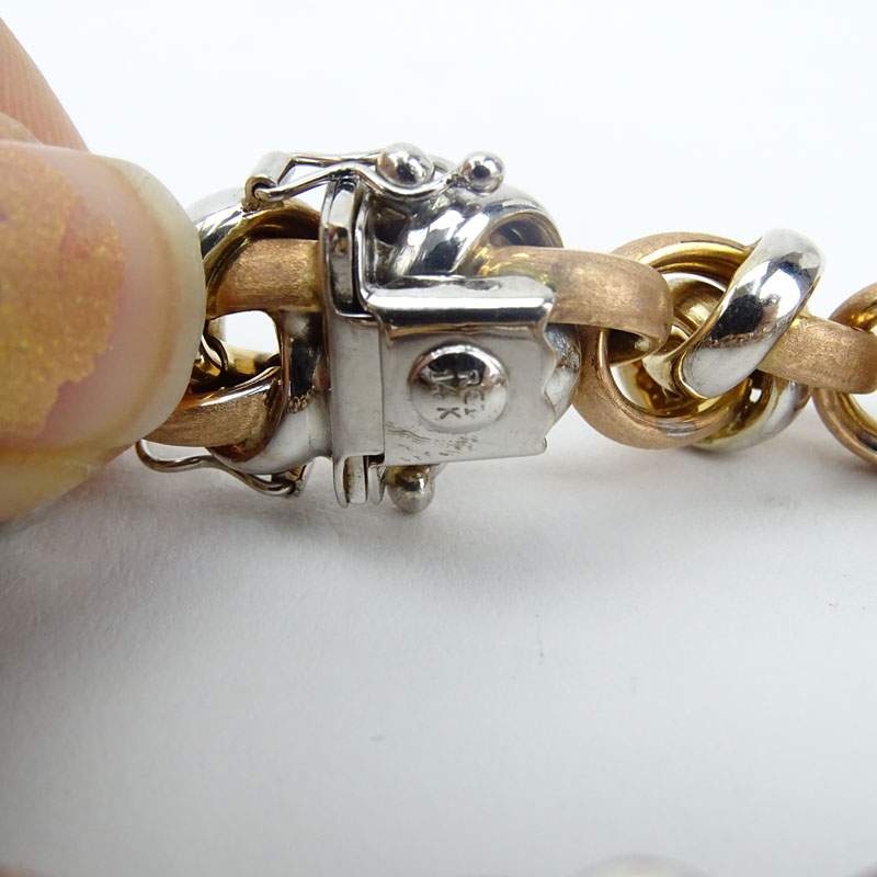 Vintage 14 Karat Rose and White Gold Interlocking Link Bracelet.