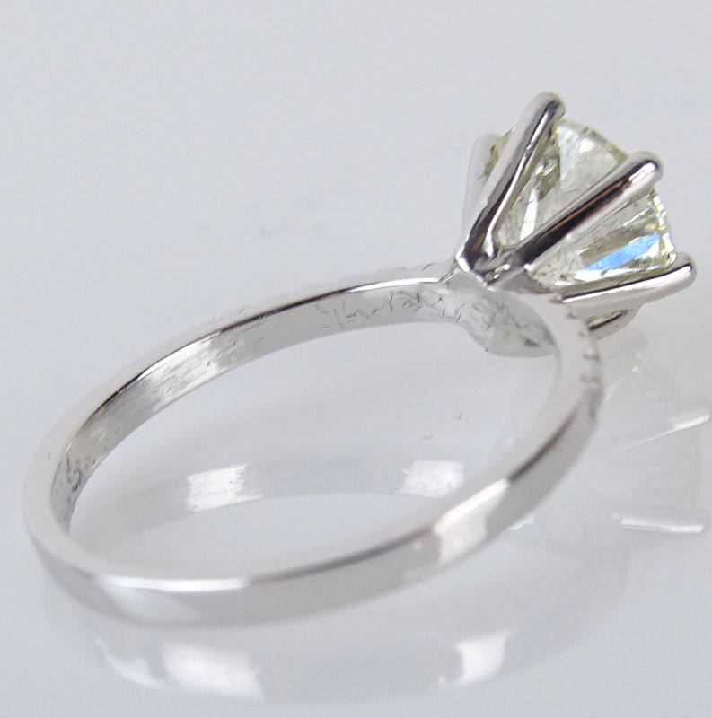 IGL Certified 1.74 Carat Round Brilliant Cut Diamond and 14 Karat White Gold Engagement Ring.