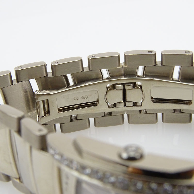 Lady's Bulgari Approx. 1.0 Carat Diamond and 18 Karat White Gold Assiona Bracelet Watch with Swiss Quartz Movement.