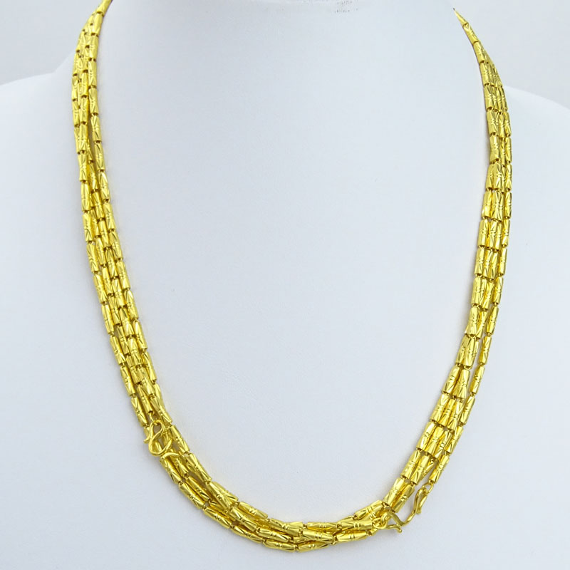 Vintage 24 Karat Fine Yellow Gold Link Necklace.