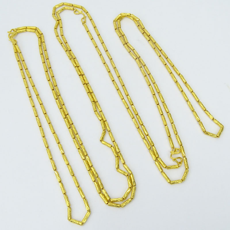 Vintage 24 Karat Fine Yellow Gold Link Necklace.