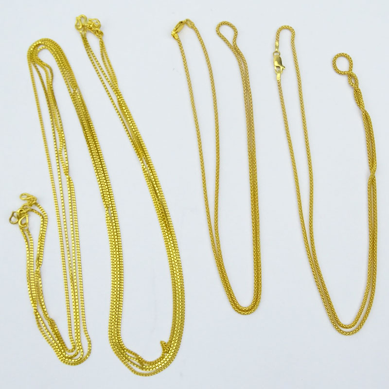 Vintage 24 Karat Fine Yellow Gold Double Strand Necklace along with Two (2) 21 Karat Yellow Gold Single Strand Necklaces.