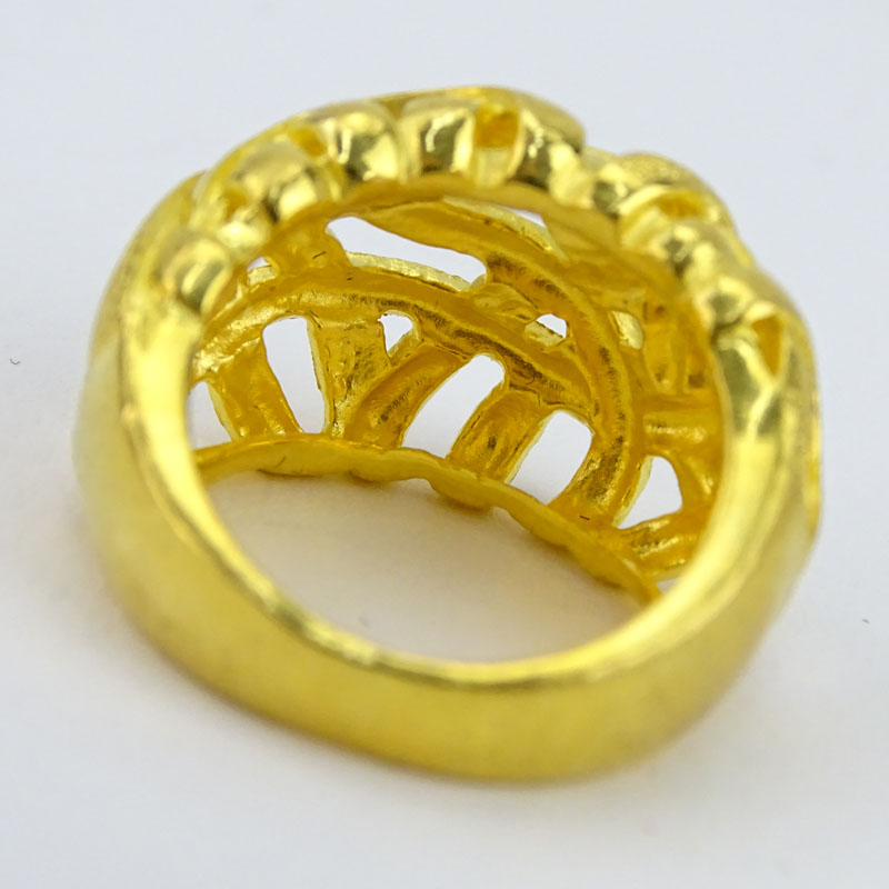 Vintage 24 Karat Fine Yellow Gold Openwork Ring.