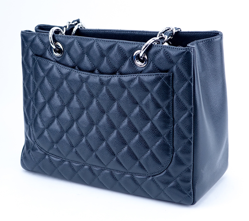 Chanel Dark Grey Quilted Leather Grand Shopper 30 CM Tote.