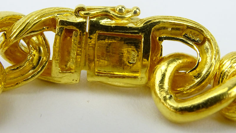 Heavy 22 Karat Yellow Gold Chain Link Bracelet.
