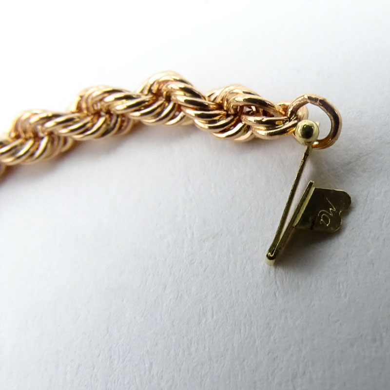 Seven (7) 14 Karat Rose Gold Diamond Cut Rope Bracelets and Chains Suite.