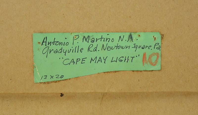 Antonio Pietro Martino, American (1902-1988) Oil on board "Cape May Light". 
