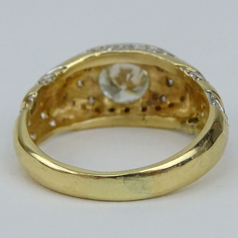 Man's Vintage Approx. 1.95 Carat Round Brilliant Cut Diamond and 18 Karat Yellow Gold Ring accented throughout with Approx. 2.0 Carat Pave Set Round Brilliant Cut Diamonds.