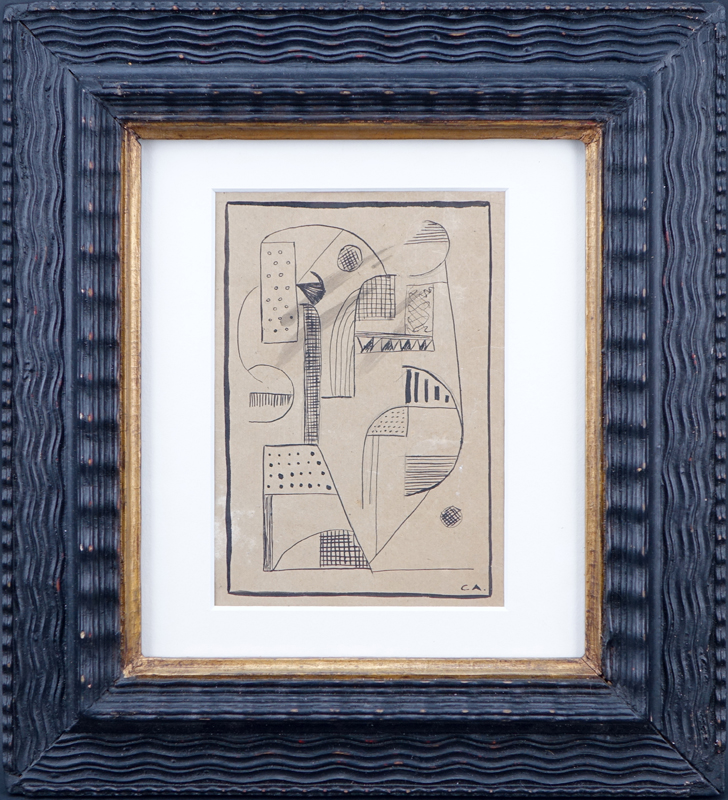 Carmelo de Arzadun, Uruguayan (1888-1968) Ink on paper "Abstract Composition" Bears initials C.A. lower right. 