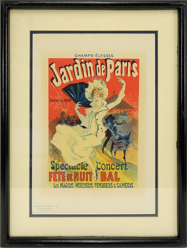 After: Jules Cheret, French (1836 - 1932) Color Lithograph Poster "Jardin de Paris" 