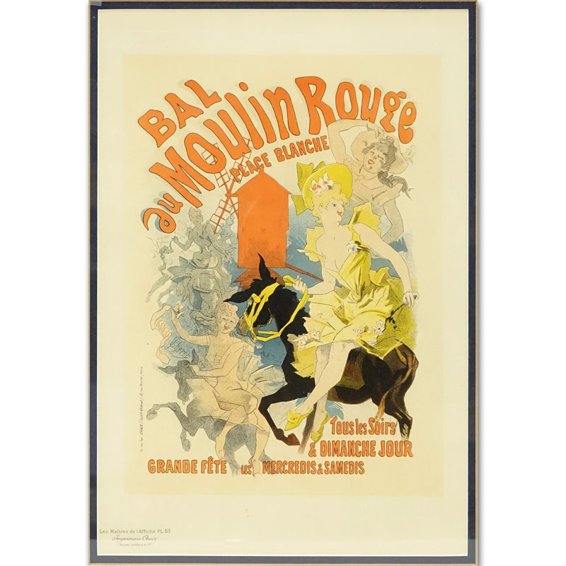 After: Jules Cheret, French (1836 - 1932) Color Lithograph Poster "Bal au Moulin Rouge"