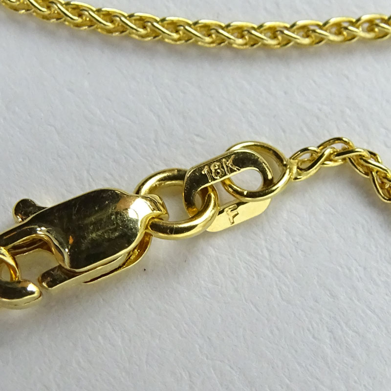 Large Gem Quality Citrine and 18 Karat Yellow Gold Pendant Necklace with Small Diamond Accents.