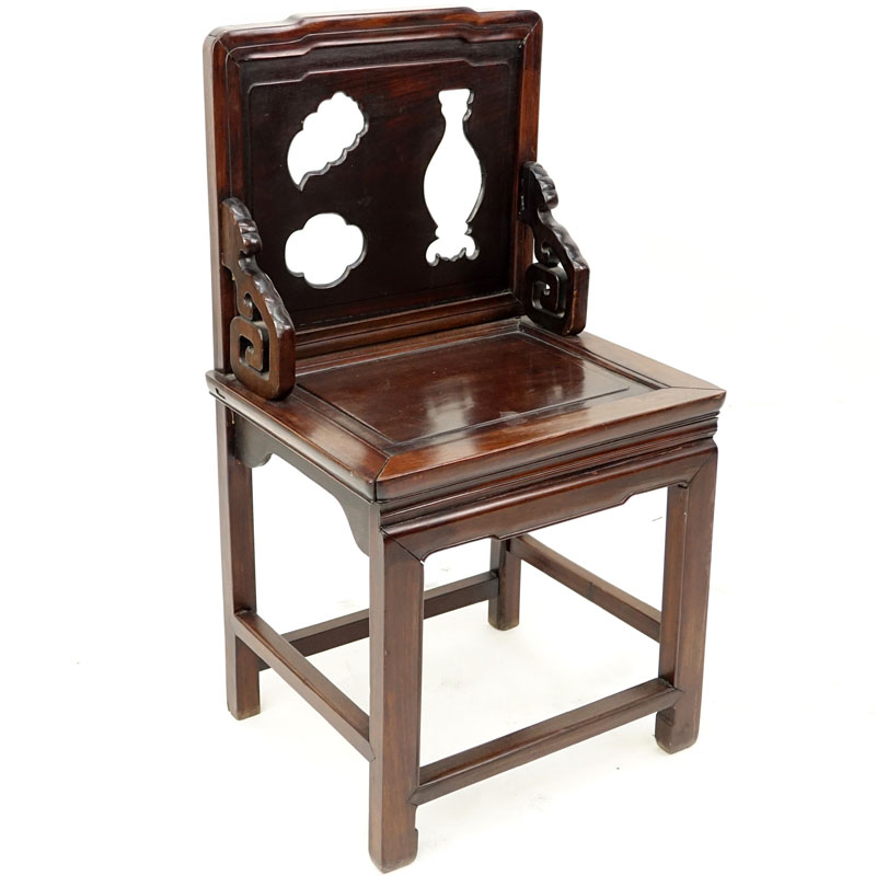 Antique Chinese Carved Wood Side Chair.