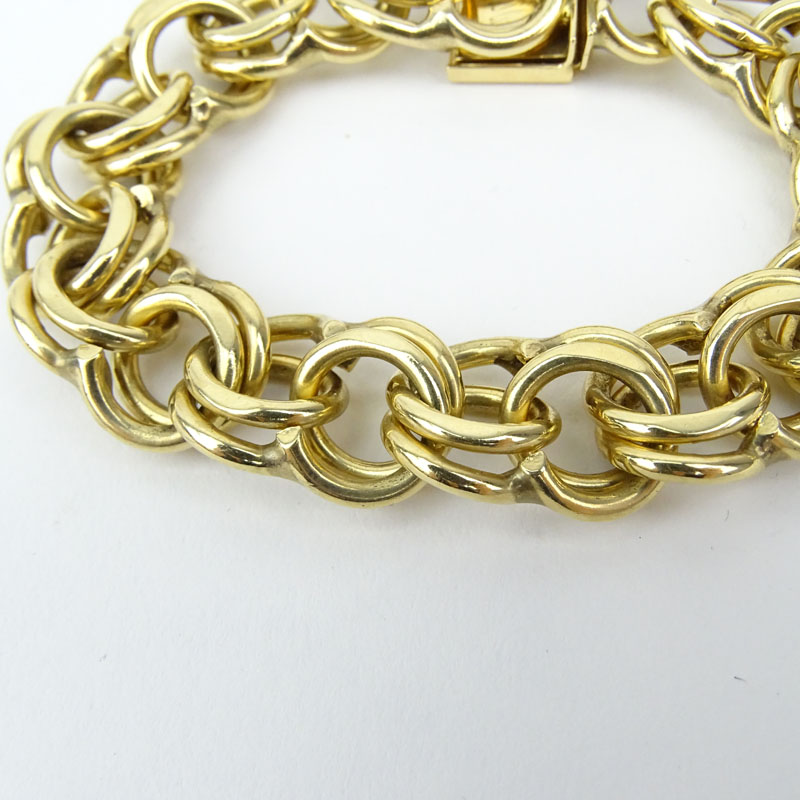 Vintage Heavy 14 Karat Yellow Gold Charm Bracelet.