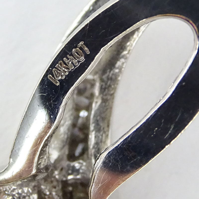 Vintage Round Brilliant Cut Diamond and 14 Karat White Gold Slide Pendant.