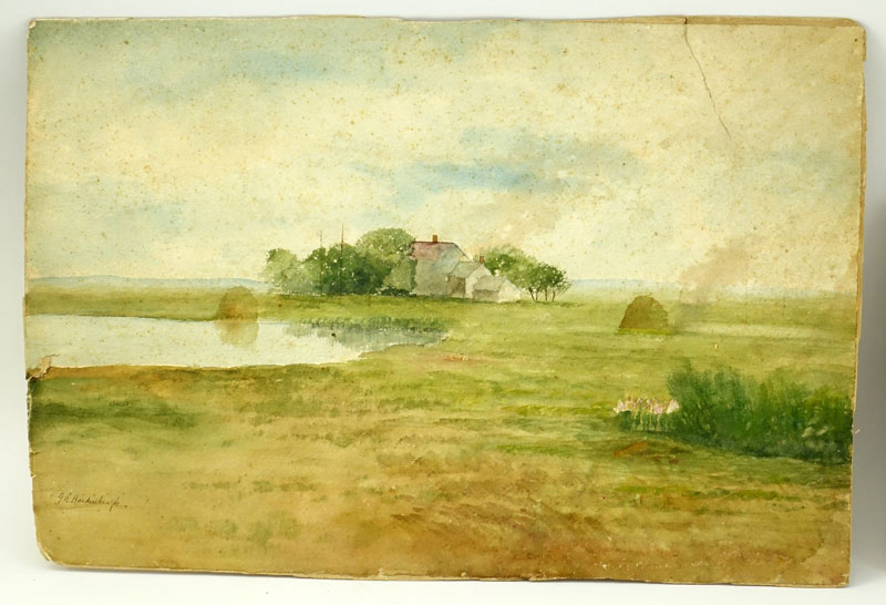 Gerard Hardenbergh, American (1855 - 1915) Two works: Watercolor "Landscape With Farm House" and "Lake View". 