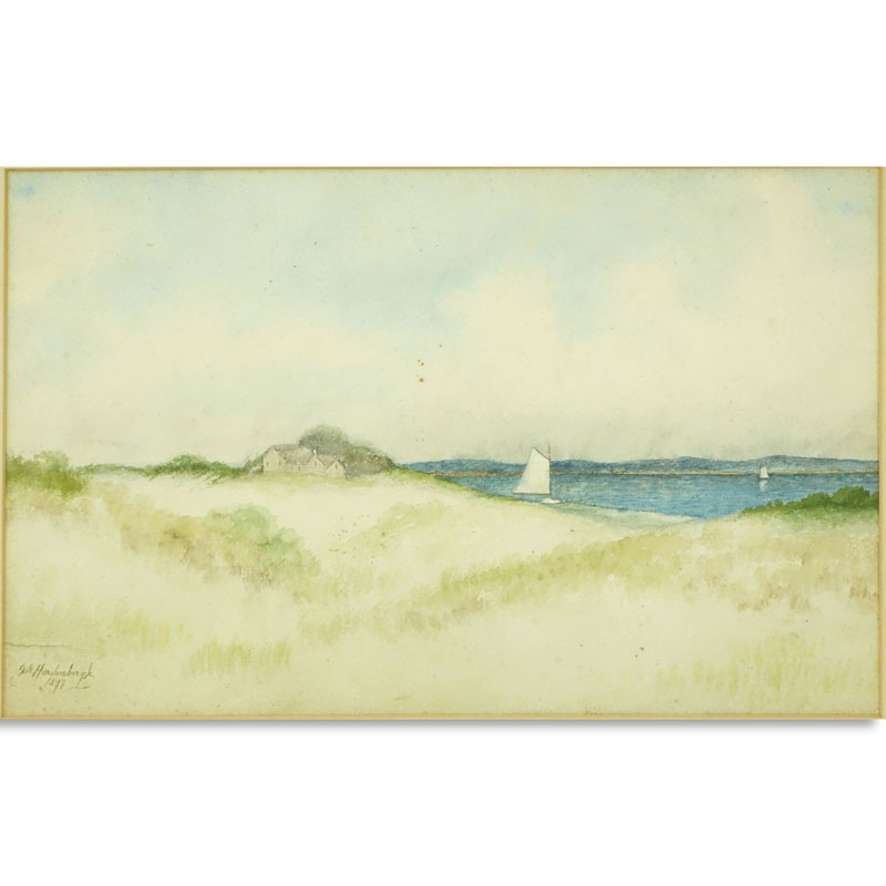 Gerard Hardenbergh, American (1855 - 1915) Watercolor "Beachscape". 