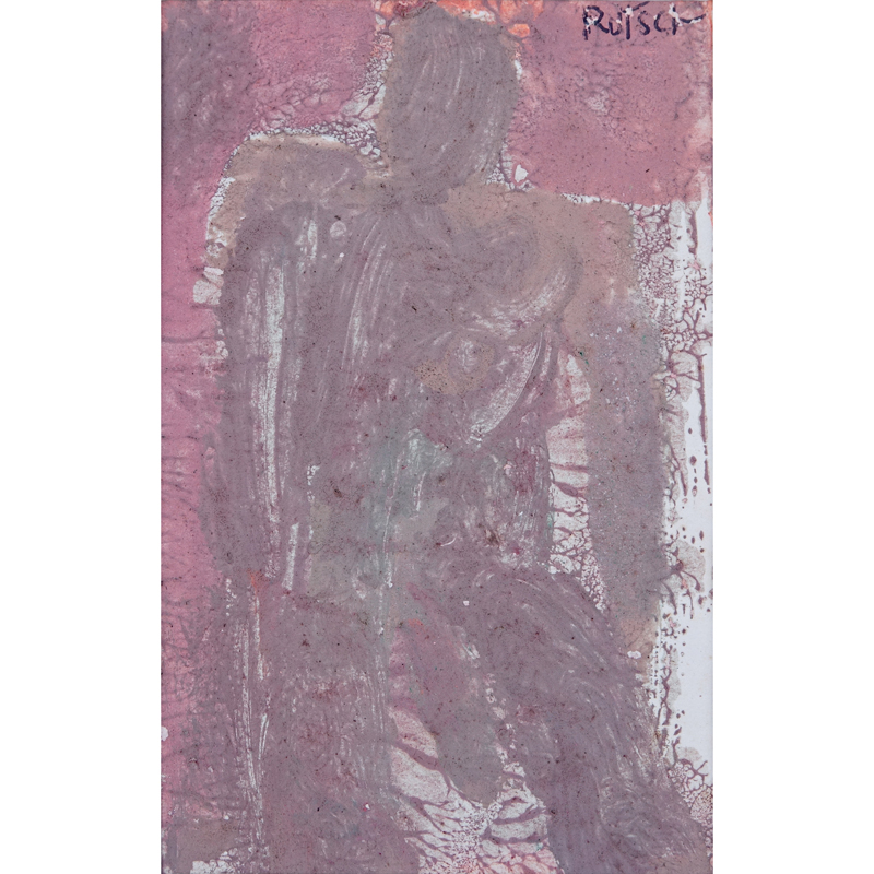 Alexander Rutsch, American (1918 - 1997) Watercolor on gallery invitation to artist's exhibition "Erotic Male".