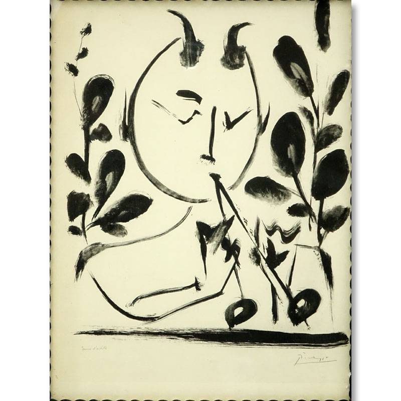 After: Pablo Picasso, Spanish (1881 - 1973) "Faune Musicien IV" Lithograph, Signed Lower Right. 