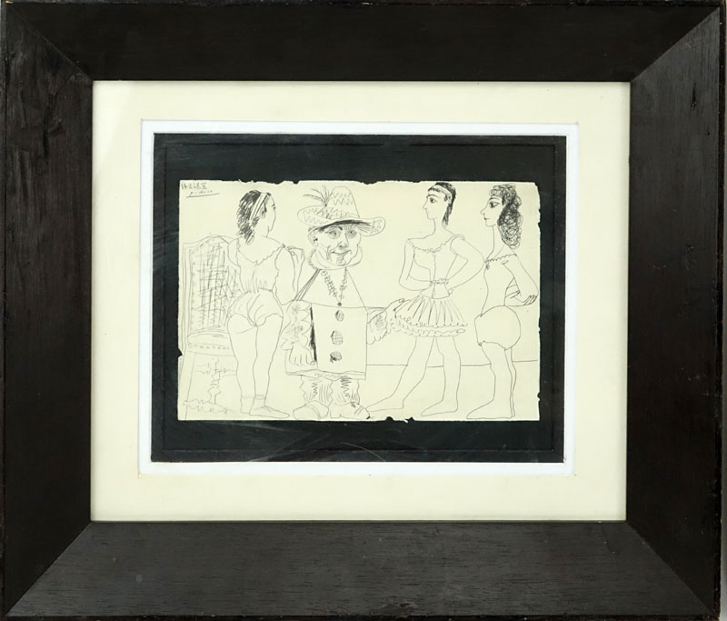 After: Pablo Picasso, Spanish (1881 - 1973) Print of a Man and Three Women. 