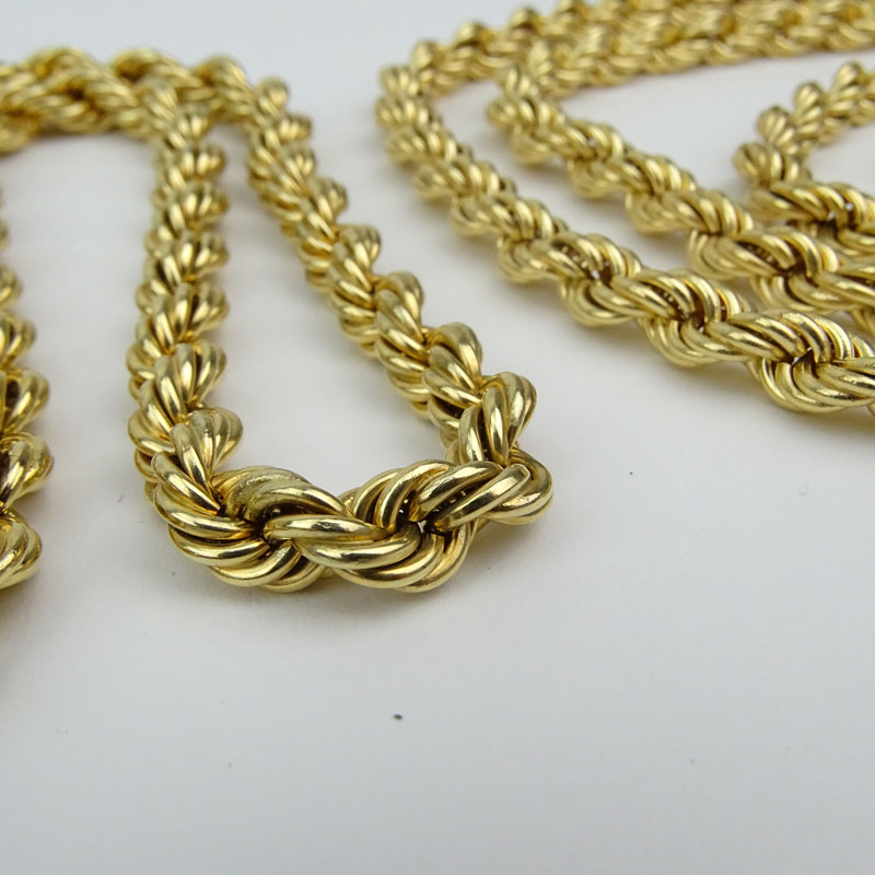 Two (2) Vintage 14 Karat Yellow Gold Rope Link Necklaces.