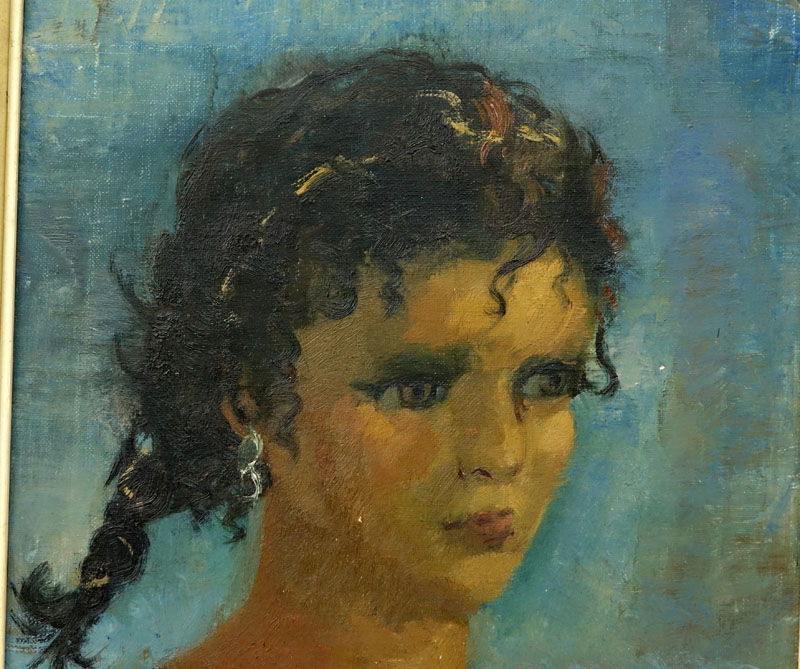 Mid Century Oil On Canvas "Portrait Of A Girl" Signed M. Cassan De Mont, dated 1951. 