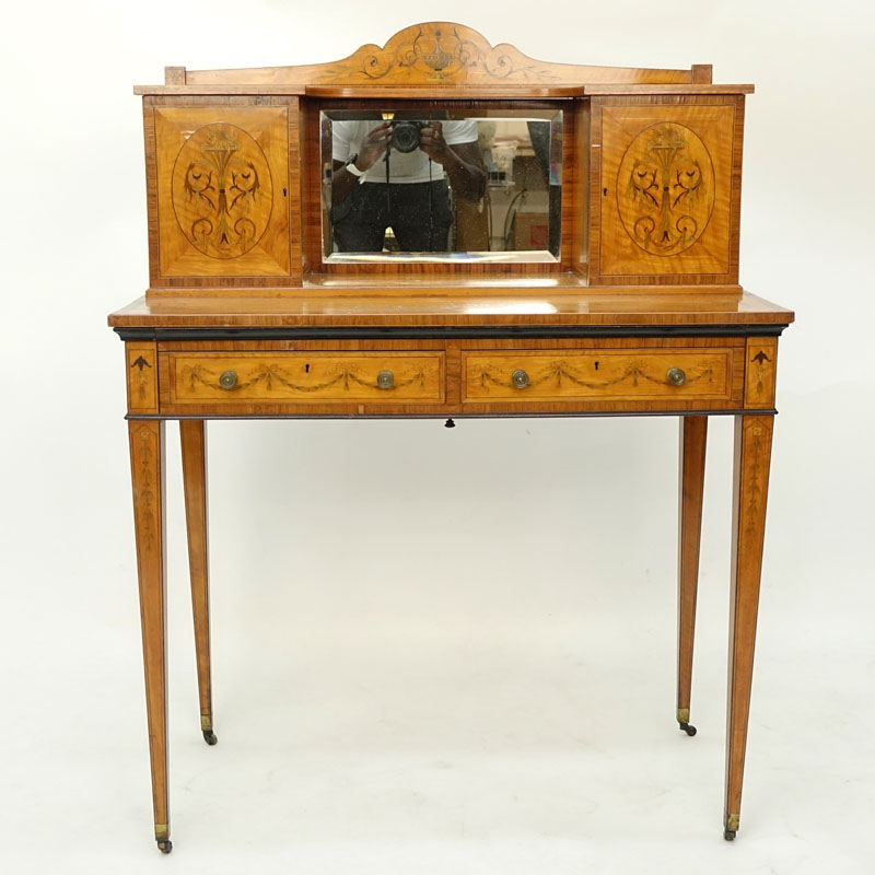 Antique Edwardian Adam Style Satinwood Inlay Ladies Writing Desk.