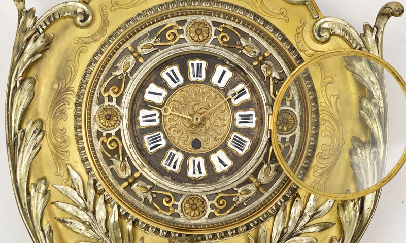 Vintage Bronze and Gilt Metal Shield Shaped Clock.