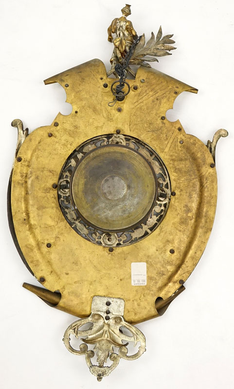 Vintage Bronze and Gilt Metal Shield Shaped Clock.
