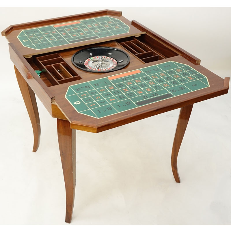Mid Century Italian Inlaid Lacquer Wood Game Table.