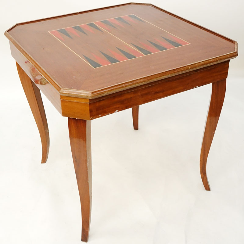 Mid Century Italian Inlaid Lacquer Wood Game Table.