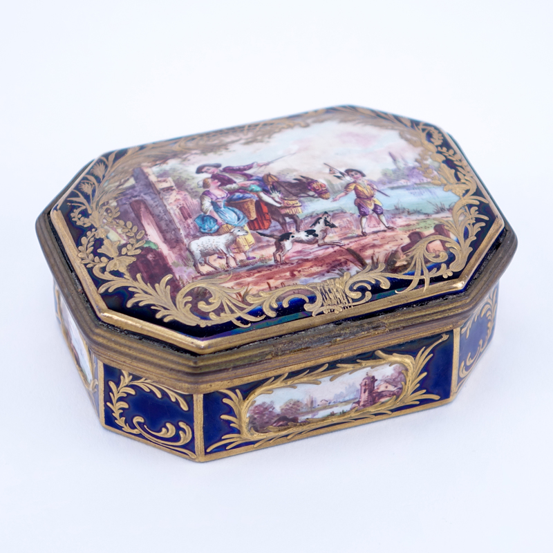 Early Sevres Hand Painted Soft Paste Porcelain Box.