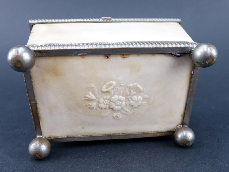 Early Continental Carved Stone Jewelry Casket.
