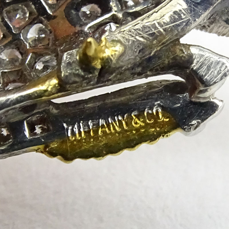 Vintage Tiffany & Co Diamond, Platinum, Enamel, Ruby and 18 Karat Yellow Gold Unicorn Tie Pin together with Vintage Tiffany & Co Enamel and 14 Karat Yellow Gold Frog Tie Pin. 