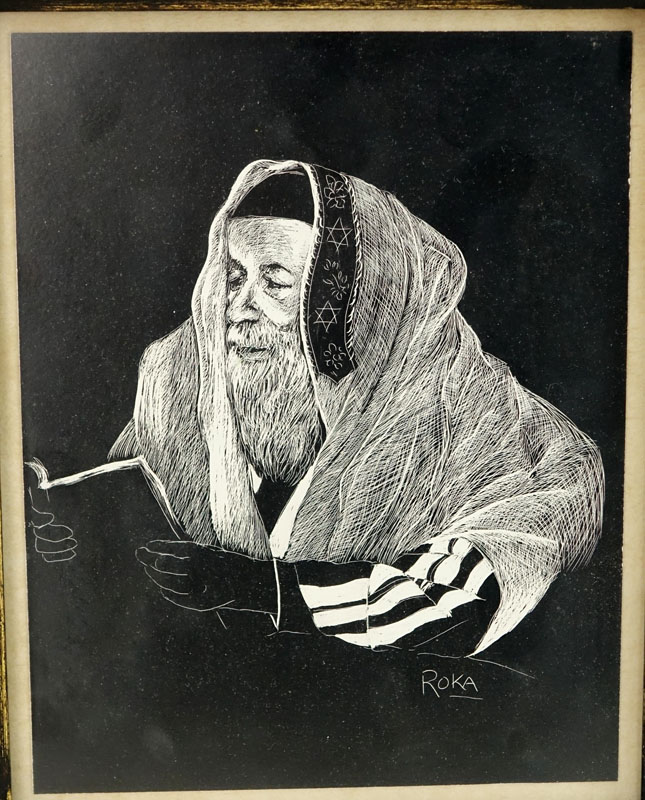 Two (2) Judaica Etchings Includes: Samuel George Cahan (1886 - 1974) "Meditation", signed and numbered 9/100; Roka "Rabbi" 