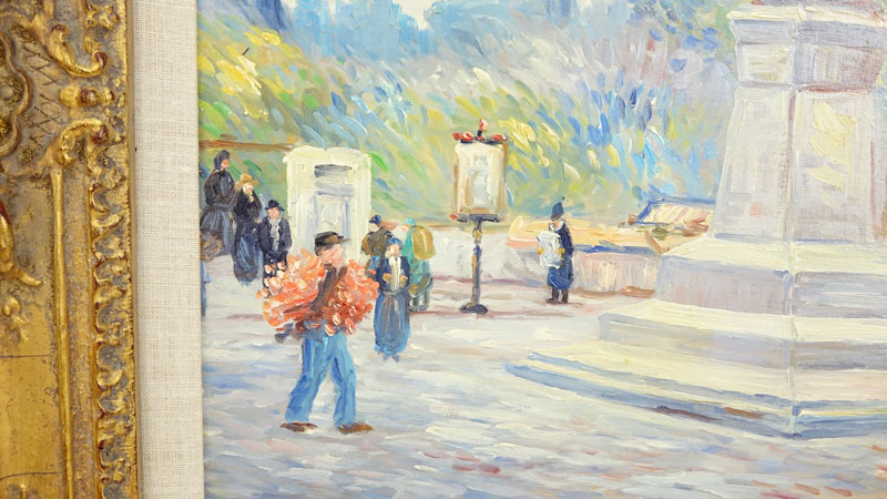 20th Century Oil on Canvas "Park Scene" 