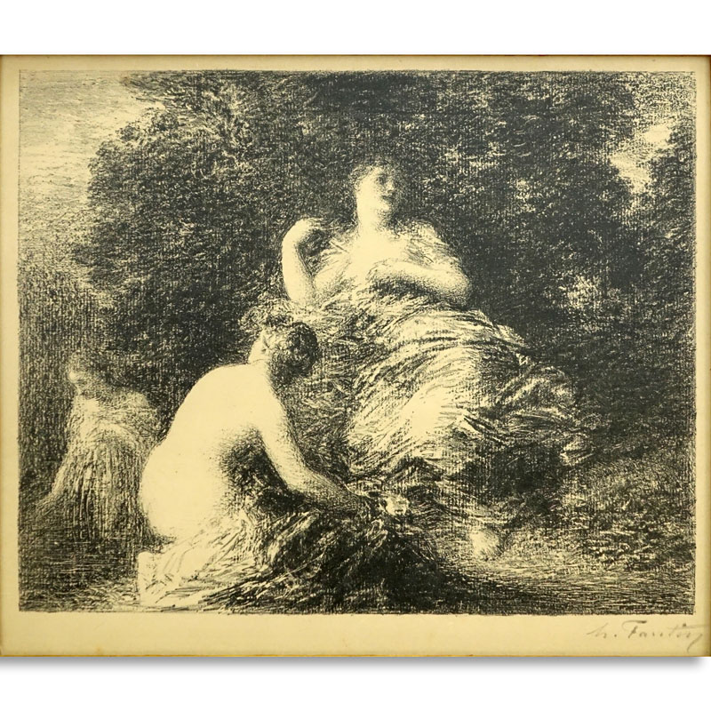 Two (2) After: Henri Fantin-Latour, French (1836 - 1904) Lithographs, Each Pencil Signed Lower Right. Includes: "Verite" and "Baigneuses".