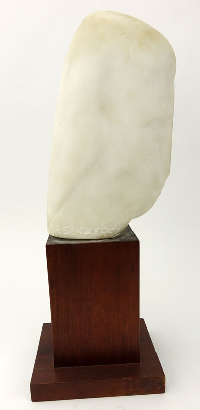 Mid Century Abstract Marble Bust on Wooden Base.