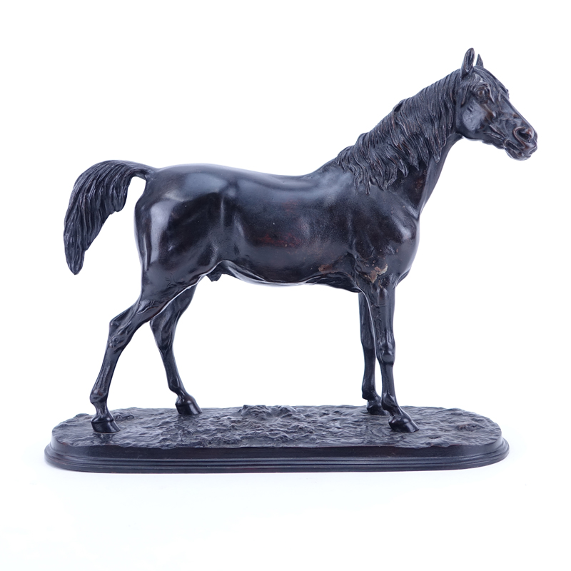 Pierre Jules Mene, French (1810 - 1879) "Ibrahim Arabian Horse" Bronze Sculpture. 