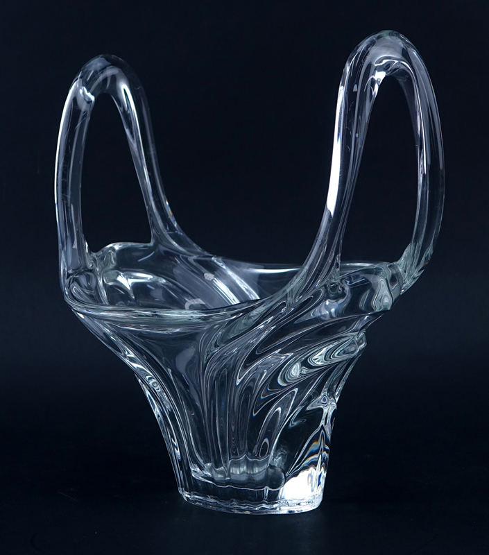 Cristalleries de Vannes-le-Châtel Art Glass Handled Vase.