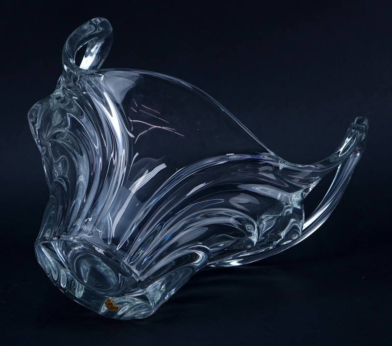 Cristalleries de Vannes-le-Châtel Art Glass Handled Vase.
