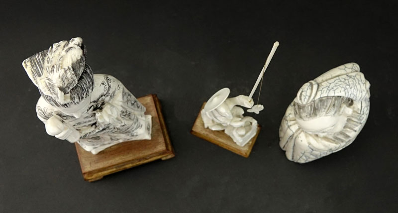 Grouping of Three (3) Oriental Carved Ivory Figures.