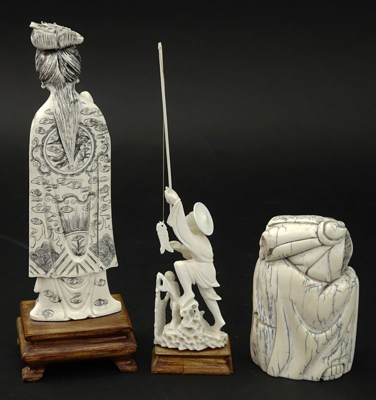 Grouping of Three (3) Oriental Carved Ivory Figures.