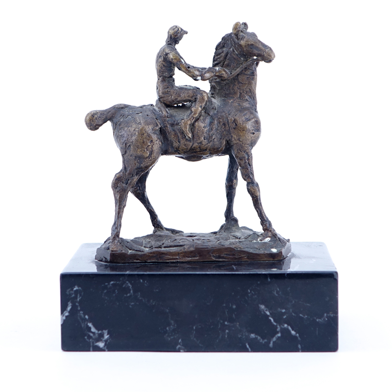 Heriberto Juarez, Mexican (1932 - 2008) Bronze Sculpture "Rider on Horseback" on Marble Base. 