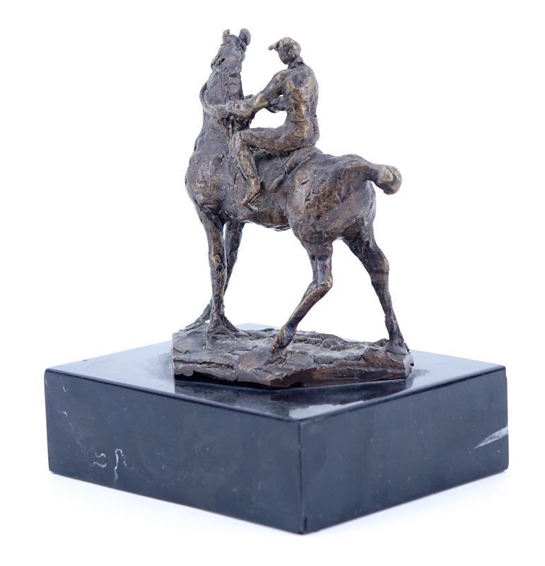 Heriberto Juarez, Mexican (1932 - 2008) Bronze Sculpture "Rider on Horseback" on Marble Base. 