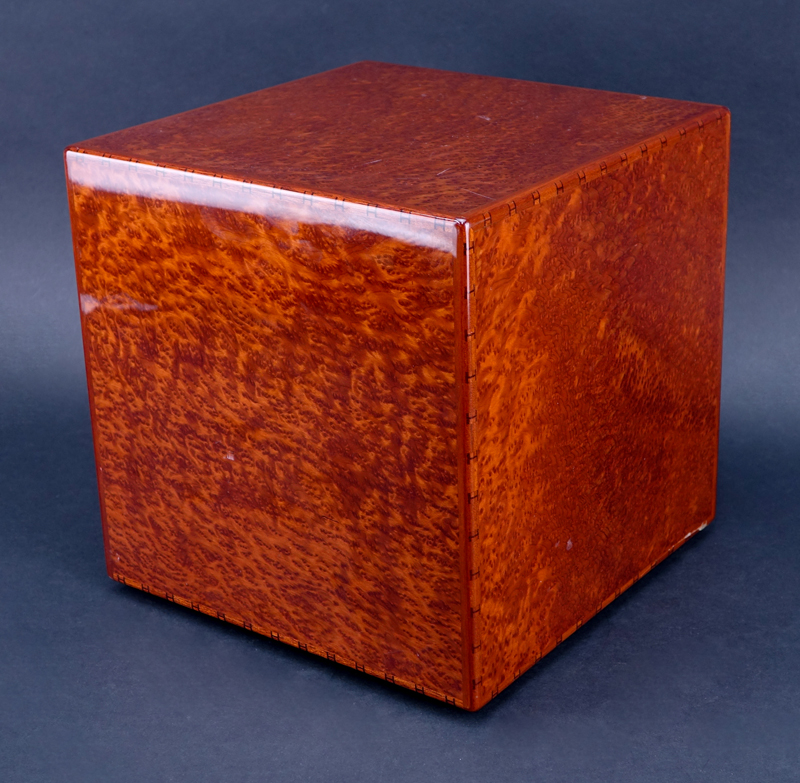 Hermes Paris Lacquer Yew Wood Pocket Square Box.