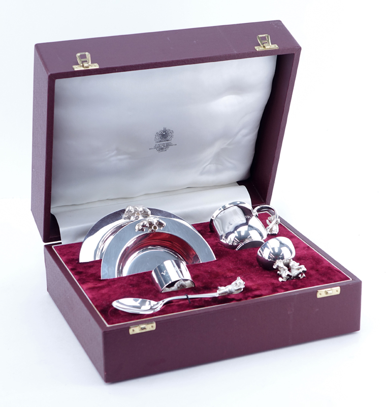 Asprey & Co. Six (6) Piece Sterling Silver Child's Service in Original Fitted Box.