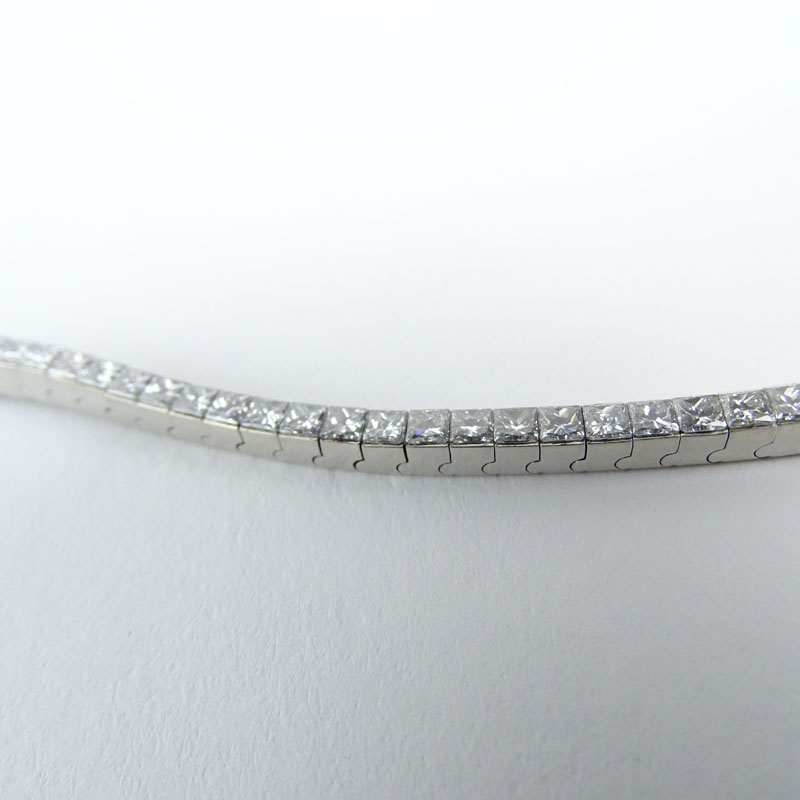Approx. 8.24 Carat Princess Cut Diamond and Platinum Line Bracelet.