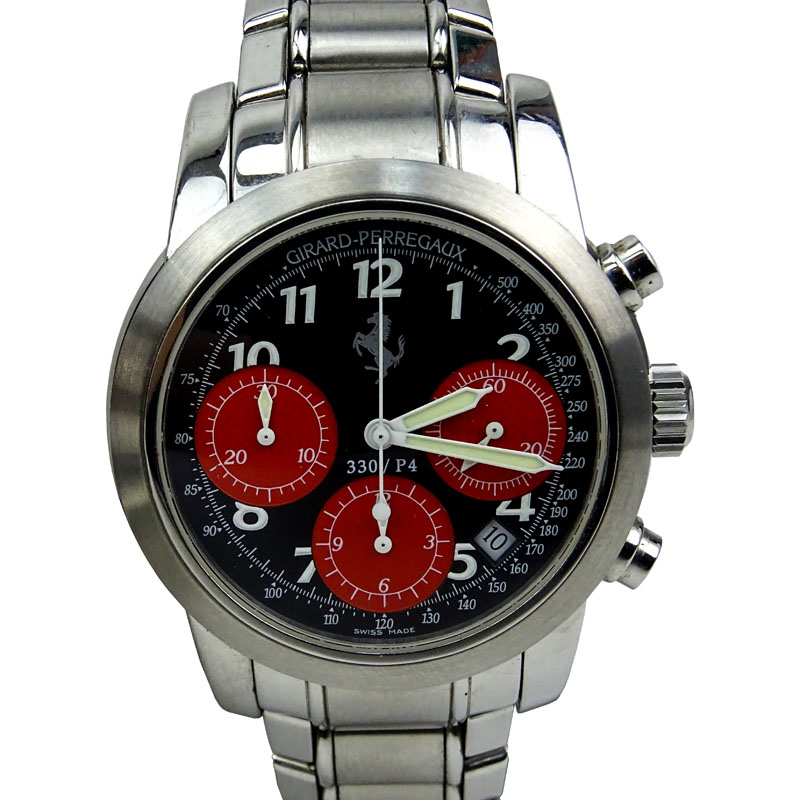 Girard-Perregaux pour Ferrari Stainless Steel Chronograph 330/P4 Ref. 8028 with Boxes and Papers Case measures 40mm.